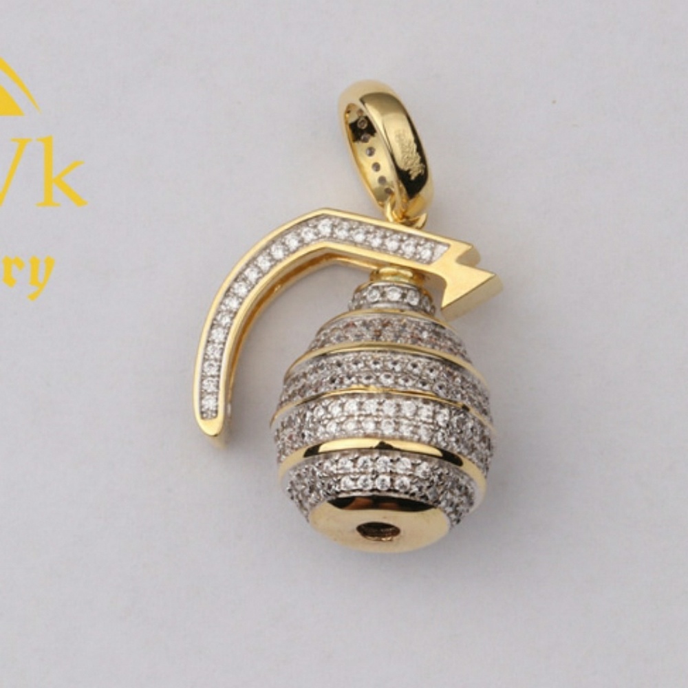Iced Out Custom Hand Grenade Pendant
